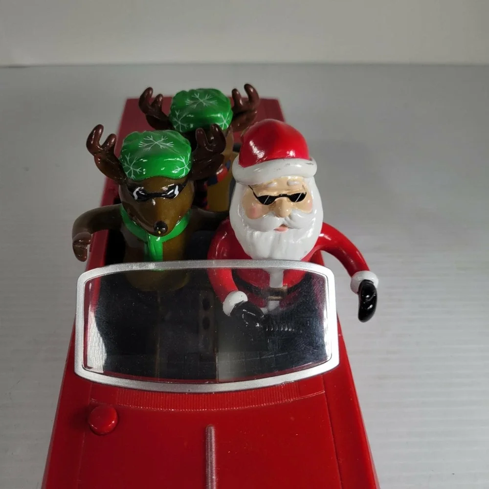 GEMMY Christmas Low‎ Rider Red Impala Car w/ Santa & 2 Reindeer Animated Musical